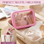 Hsei 20 Pcs Clear Makeup Bags Diaper Bag Organizer Travel Toiletry Bags with Zipper Clear Cosmetic Organizer Car Storage Pouch Bridesmaid Gift for Women Beach Vacation (Pink) - Image 5