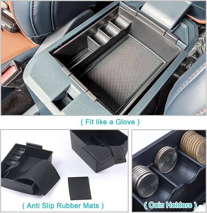 CDEFG for 2022-2026 Ford Maverick Center Console Organizer Tray Accessory | for 2022-2026 Maverick Armrest Trays Storage Box Coin Holder Maverick Truck Accessories, 2-Pack (Black Trim) - Image 4