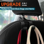 Car Headrest Hooks for Purses and Bags, Upgraded 2 in 1 Cars Back Seat Head Rest Hanger Vehicle Leather Organizer Storage Holder Hook Matching Cars Interior, 2-Pack, Beige - Image 2