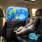 Magnetic Car Window Shade for Baby, Cartoon Pattern Automotive Side Window Blackout Curtain, Vehicle Sun Shade UV Privacy Protection Heat Blocking Cover, Universal Fit (Undersea) - Image 3