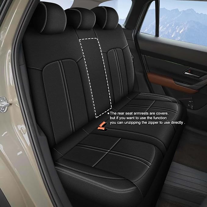 Custom Fit Seat Covers for Mazda CX50 2023 2024 2025 CX30 Car Seat Covers Full Set Black Faux Leather Compatible Airbag （New - CX50） - Image 3