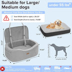 BLVRYVIO Large Dog Car Seat for Medium Sized Dogs Under 55lbs or 2 Smalls | Double Pet Booster Dog Seat for Car with 4" Memory Foam for Back Seat, Triple Safety Belts, Storage Pockets, Washable, Gray - Image 2