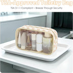 Fammart Clear Travel Makeup Bag for Women, TSA Approved Checkered Cosmetic Bag Make Up Car Organizer Case with Zipper, Large Waterproof Pouch Purse Toiletry Bag for Skincare, Brushes Travel Essentials - Image 2