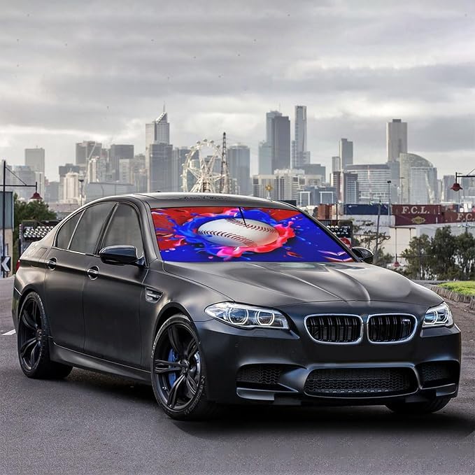 Socira Baseball Car Windshield Sunshade Umbrella Foldable Visor Umbrella | Sun Shade Cover Sunshade Front Window Cover Car Accessories Blocks Uv Rays (57" X 30") - Image 4