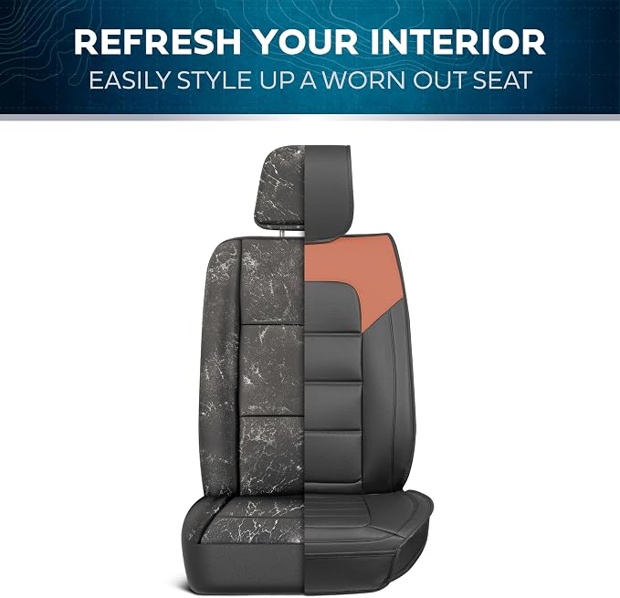 MotorBox Cabin King Western Estate Leather Seat Covers for Trucks & Cars | Brown and Black Car Seat Covers, Waterproof Leather Seat Covers, Car Accessories, Seat Protector, Universal Fit - Image 4