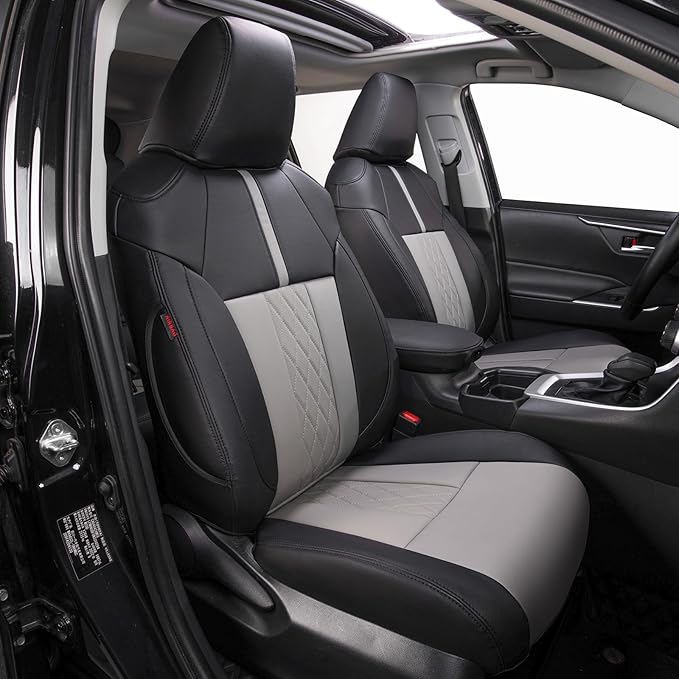 Faux Leather Seat Covers for 2022-2026 Toyota Corolla Cross Hybrid | Full Set Suv Seat Cushion for Corolla Cross L/XLE/LE,Luxury Waterproof Car Seat Protector,Factory Look,Black-Gray-84 by Coverdream