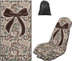 Camo Bow Car Towel Seat Cover 1Pack Soft Comfortable | Breathable Car Seat Cover Protector, with Storage Bag, Easy to Store, for Cars, Trucks, Sedans, Vans, SUVs by Aplkyhs
