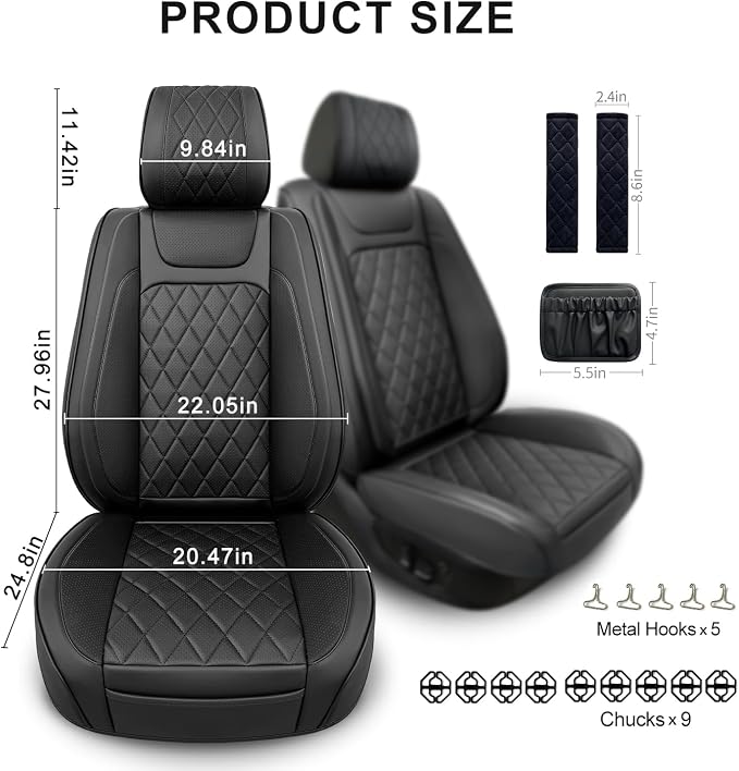 BEITK 2 Pack Waterproof Full Surround Leather Car Seat Covers Full Set | PU Leather, Scratch-resistant, Universal Fit for Cars Trucks SUV, Easy to Install - Image 2