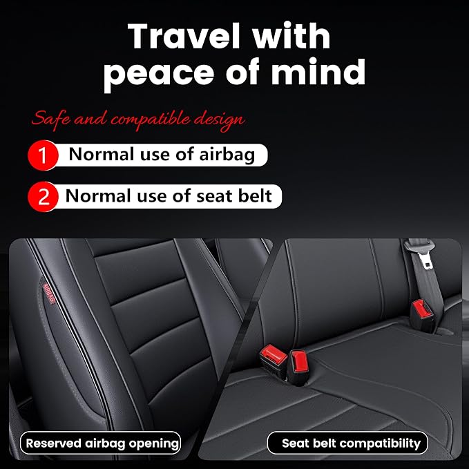HKZ Custom Fit Civic Seat Cover Full Set for Honda Civic 4 Door Sedan-Only (2022 2023 2024 EX)&(2025-2026 Sport),5-Seats Full Set,Leather Seat Protector(Black) - Image 9