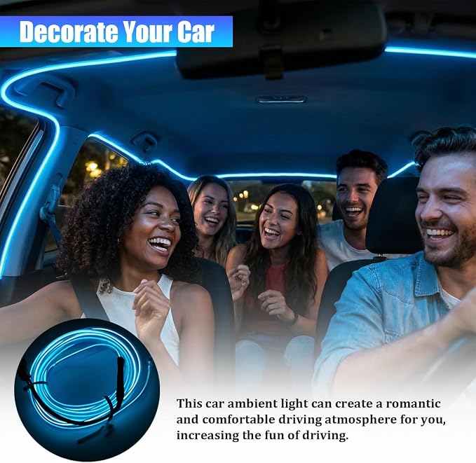 Car LED Strip Lights, 9.84FT 5V Waterproof Flexible Vehicle Ambient Lighting Kits with USB Port, Automotive Lamp Strips Decorations, Universal for SUV Automobile Truck (Blue) - Image 5