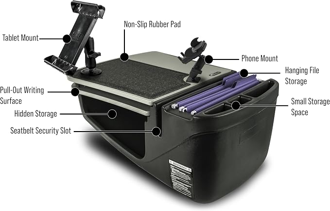 AutoExec AE-GMCD-PI-PM-TAB-GT GripMaster Car Desk for Your Vehicle Workstation and Mobile Office, Grey with 400 watt Power Inverter, Phone Mount and Tablet Mount | 400 Watt Power Inverter, Phone Mount, Tablet Mount, Vehicle Workstation and Mobile Office - Image 6