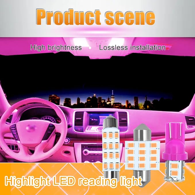 YOGEIER Car LED Bulb, Pink, 24 Sets, Compatible with All Vehicles, Wide Range of Applications, Easy Installation - Image 5
