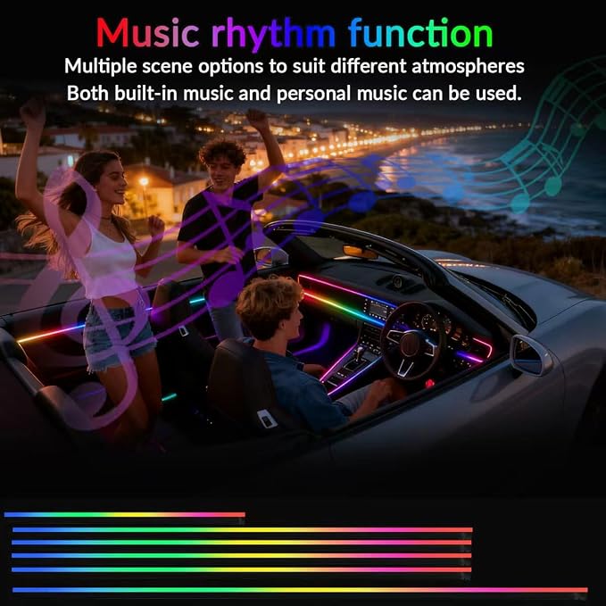 Interior Car Strip Lights Dreamcolor Acrylic Car Decorative Lights with APP Control Multicolor Internal Lighting Kit Music&DIY Function Ambient Fiber Optic Strip LEDs (Dreamcolor 18-1) - Image 2