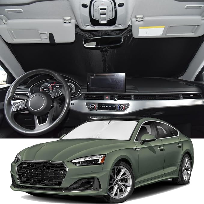 Windshield Sunshade for Audi A5 2018-2025 Sun Shade 4 Layers | Car Windshield Accessories Upgrade Blocks UV Rays Custom Fit A5 240T Car Window Shades Front Windshield Keep Cool Foldable by ZOIBVCARSUNSHADE
