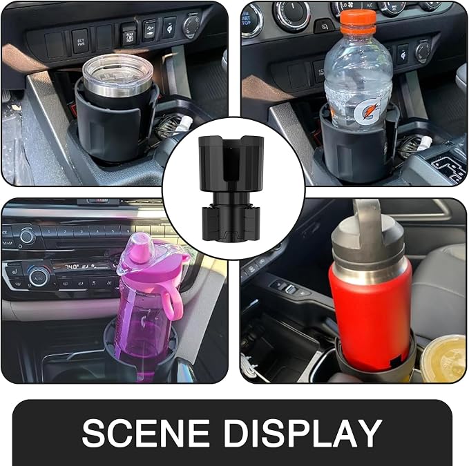 QODOLSI Pack-1 Car Conversion Cup Holder, Within 4.13" Drink Stand from Small to Large Cups Mouth, Rotatable Adjustable Base with Anti-Slip Pad, Universal Plug-and-Play Cup Holder for Cars (Black) - Image 5