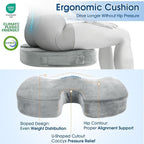 CloudBliss Lumbar Support Pillow & Seat Cushion Set for Office Chair,Desk Chair,Wheelchair & Car–Memory Foam Back Support, Ergonomic Chair Cushions, Sciatica Pain Relief,Home Essentials(Light Grey,XL) - Image 6