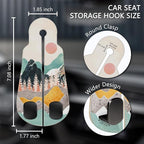 Blusabaca 2PCS Car Seat Headrest Hooks, Purses Bags Holder, Sunrise | PU Leather, Double Metal Back Storage Hangers for Grocery Bags Handbags Bottles Coats Phones, Car Accessories Organization - Image 5