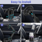 Magnetic Car Cup Holder with Phone Holder, 360° Rotating Cup Holder Expander Phone Holder, N52 Magnets Universal Car Mount with Adjustable Base for iPhone Samsung All Smartphones - Image 4