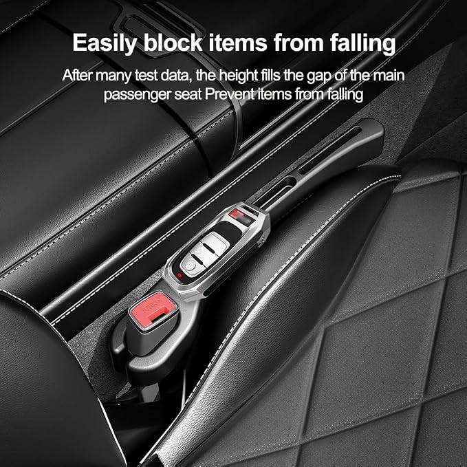 Stacool [2026 Upgrade] 2PCS Car Seat Gap Filler with Phone Holder,Multi-Function Car Side Seat Gap Filler for Prevent Items Falling,Universal Car Seat Organizer Car Accessories Interior (Black) - Image 4