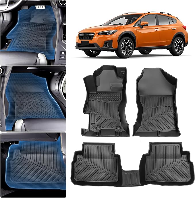 Sunsdrew Floor Mats for 2018-2023 Subaru Crosstrek / 2017-2023 Impreza | Front Rear 2 Rows Car Mats Accessories, All Weather Protection, TPE Rubber, Raised Edge by SUNSDREW