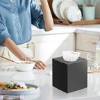Tissue Box Cover,Square Acrylic Tissue Holder with Non-Slip Base,Black | Fits standard facial tissue boxes,modern decorative aesthetic for bathroom countertops,dressers,night stand,parlors,office - Image 2