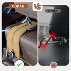 CoBak Purse Hook for Car - Universal Premium Stitched Leather and Aluminum-Magnesium Alloy Double Car Seat Back Storage Hook for Purses, Handbags, Bags (2 Pack),Linen - Image 3