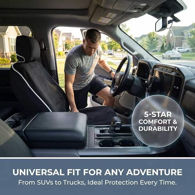 Waterproof Stain Resistant Towel Car Seat Covers | Universal Non-Slip for Gym Workout, Swimming, Beach and Workout Outdoor , Machine Washable(Black,2 Pack) - Image 3