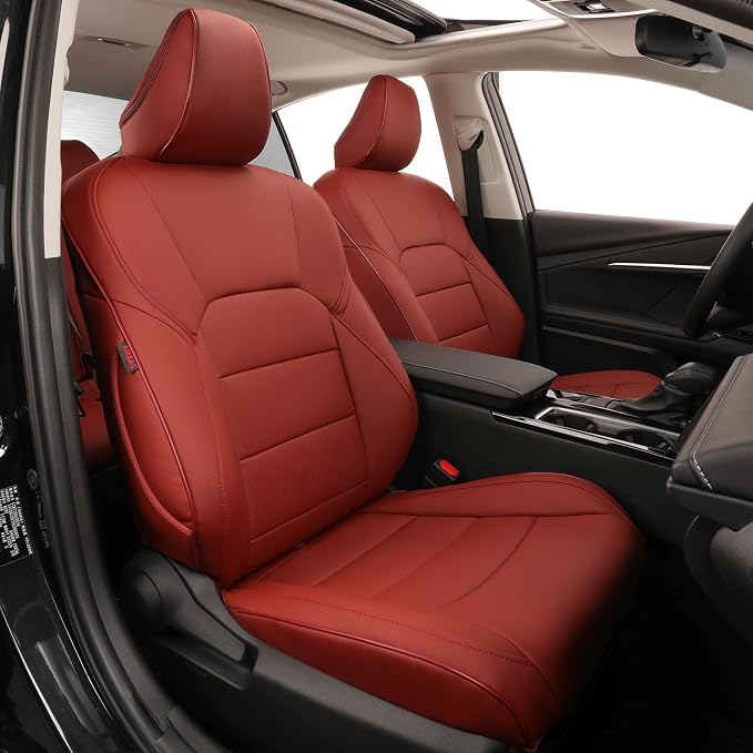 EKR Car Seat Covers for Toyota Camry 2018-2024 (Gas),Full Set | Custom Fit for Toyota Camry L/LE/SE 2018-2024 & SE Nightshade 2020-2024,Factory-Style Upgrade-Faux Leather(Burgundy) by EKR