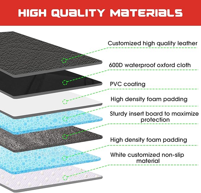 Kaiphy Car Seat Protector with Thick Padding + XL Large Car Seat Cover for Child Car seat, Eco Friendly Waterproof & Durable Fabric + 2 Storage Pockets Protect Fabric or Leather Seats 2Pack (Brown) - Image 6