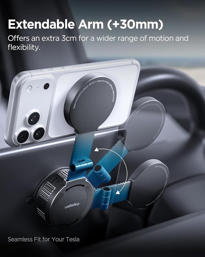 Spigen Magnetic Magsafe Car Mount [Extendable Arms] Car Phone Mount with 360° Rotation, Strong Magnetic Hold for iPhone 17 16 15 14 13 12 PixelSnap Pixel 10 Pro XL Fold - Dashboard - Image 5