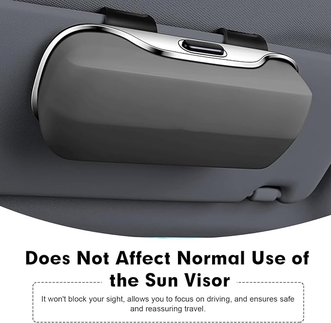 Car Visor Sunglass Holder, Multifunctional Sunglass Holder for Car with Clips, Universal Sun Visor Storage Accessories, for Most Car, SUVs, Trucks (Gray) - Image 7