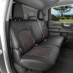 Silverado Seat Covers for 2014-2018 Chevy Silverado/GMC Sierra 1500/HD 2500/3500 CrewCab Pickup Seat Cover,Fully Covered,Waterproof Truck Leather Seat Protector(Full Set,Black/Red) - Image 4