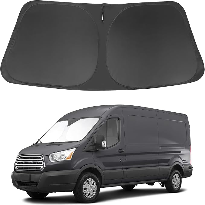 Windshield Sun Shade for 2015-2026 Ford Transit Accessories | Full covered, Foldable & Durable, Block UV Rays, Reduce Heat, Easy to install, Keep Car Cooler by LHFLIVE