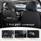 Coverado Seat Covers, Car Seat Covers Front Seats, 2 Pack Black and Red Leather Seat Covers, Waterproof Car Seat Protector with Lumbar Support, Front Seat Covers Universal Fit for Most Cars - Image 2