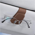 AICEL Sunglasses Holders for Car Sun Visor, Leather Magnetic Clip, Brown | Leather Eyeglasses Hanger Mounter, Magnetic Glasses Holder and Ticket Card Clip, Car Accessories, Universal Fit by AICEL