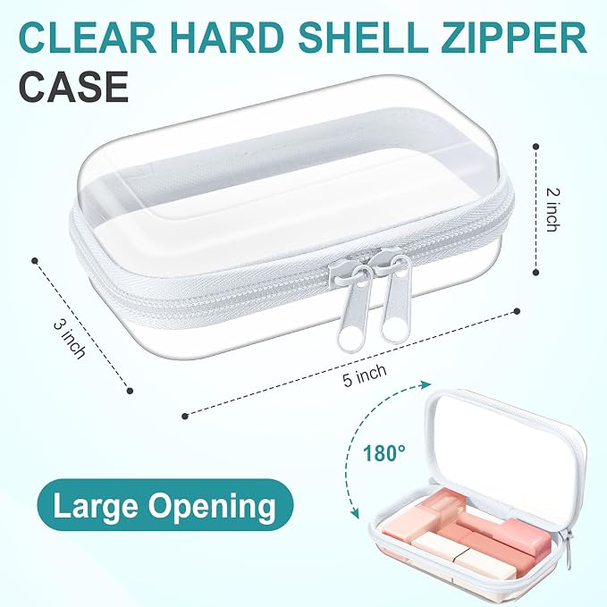 Ceenna 2 Pcs Clear Zipper Case Hard Shell Pouches,2 Mini | Multiple Sizes Plastic Makeup Bags Pencil Case Organizer Diaper Bag Pouches Clear Travel Toiletry Bag for Women - Image 2