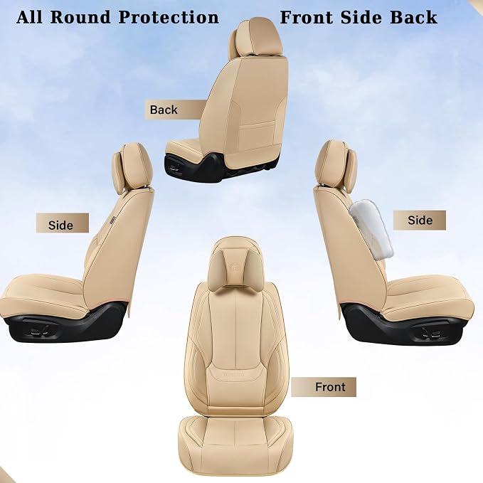 Coverado Car Seat Covers, Seat Covers for Cars, Waterproof Leather Auto Seat Protectors, Leather Car Seat Cushion, Car Interiors Accessories Universal Fit for Most Cars - Image 8