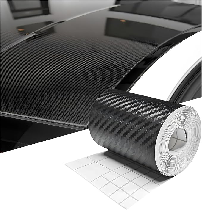 3D Carbon Fiber Vinyl Tape, 3 Inch x 20 ft Car Threshold Guard Anti-Scratch Window Trim Protector, Door Entry Protective Film Waterproof Detailing Tape for Most Vehicles by Unknown