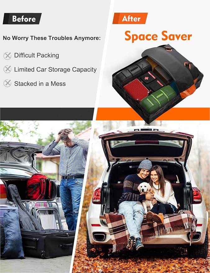 30 Cubic Rooftop Cargo Carrier Waterproof Soft Car Roof Bag | for All Top of Vehicle with/Without Rack Includes Topper Anti-Slip Mat + Reinforced Straps + 6 Door Hooks + Luggage Lock - Image 7