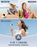 PlayHot Portable Handheld Turbo Fan, Travel Essentials, Gifts for Women/Men | 5-Speed, Up to 12H, 10m/s Airflow, USB-C Rechargeable, LED Display, 3-in-1 Foldable Personal Fan for Cruise, Beach, Vacation - Image 3