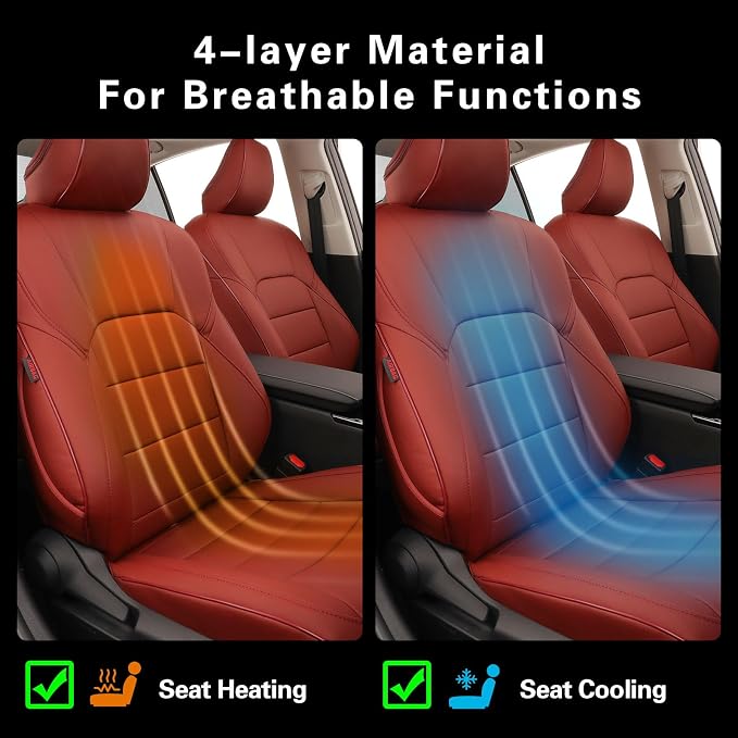 EKR Car Seat Covers for Toyota Camry 2018-2024 (Gas),Full Set | Custom Fit for Toyota Camry L/LE/SE 2018-2024 & SE Nightshade 2020-2024,Factory-Style Upgrade-Faux Leather(Burgundy) - Image 7