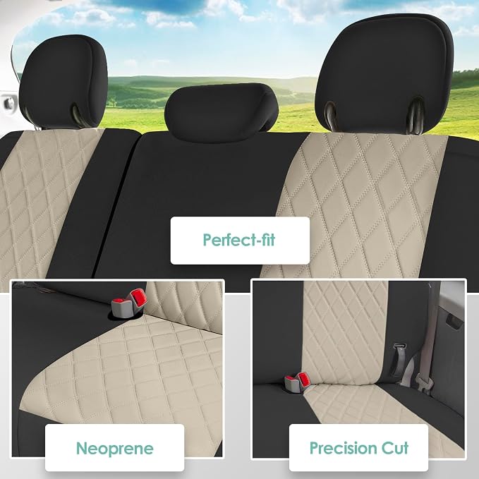 FH Group Custom Fit Car Seat Covers Specifically Made for 2011-2020 Toyota Sienna 7-8 Seater with Ultraflex Neoprene Water Resistant Automotive Seat Covers - 3rd Row Beige - Image 3
