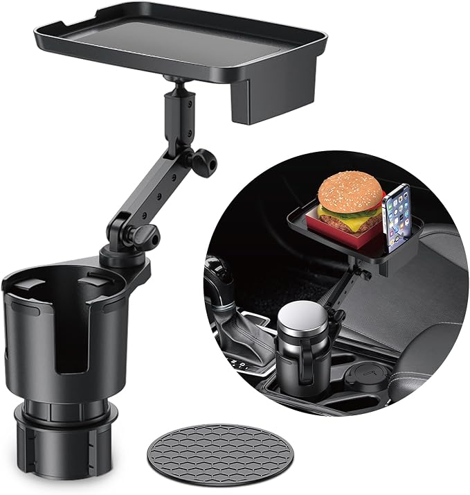 Frokom Cup Holder Expander for Car,Upgraded Car Cup Holder Expander Adapter with Offset Adjustable Base and 8" Tray, Fit Most Large Bottles and Mugs-Yeti Ramblers 14/24/36/46oz, Hydro Flasks 32/40oz by Frokom