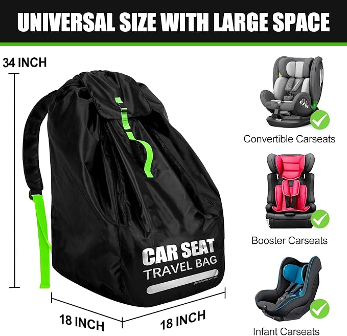 Car Seat Travel Bag for Airplane, Padded Strap Car Seat Bags for Air Travel | Large Car Seat Bags for Air Travel, Carseat Storage Bag Backpack for Airport, Carseat Cover Travel - Baby Travel Essential - Image 3