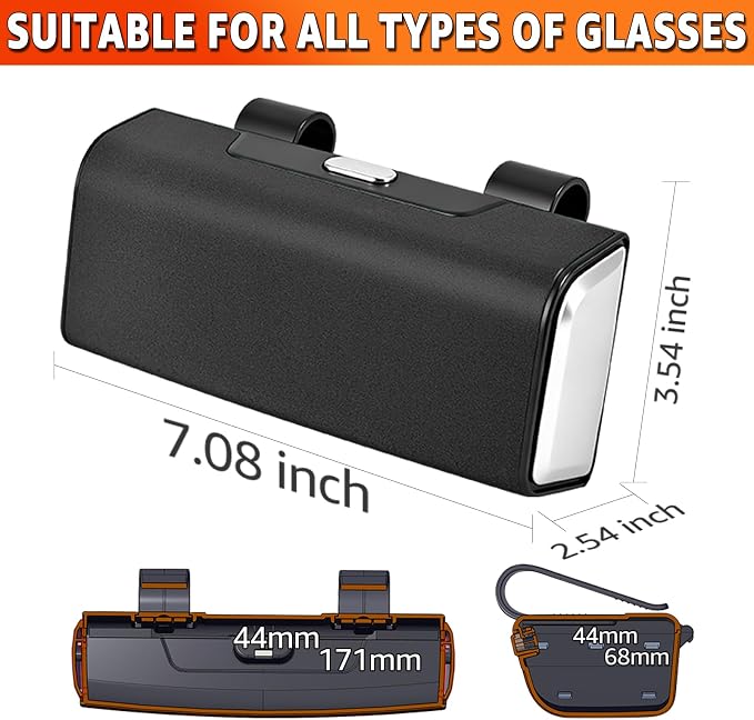 Car Sunglasses Holder for Sun Visor, Button Leather Eyeglass Hanger and Interior Storage Box - Image 3