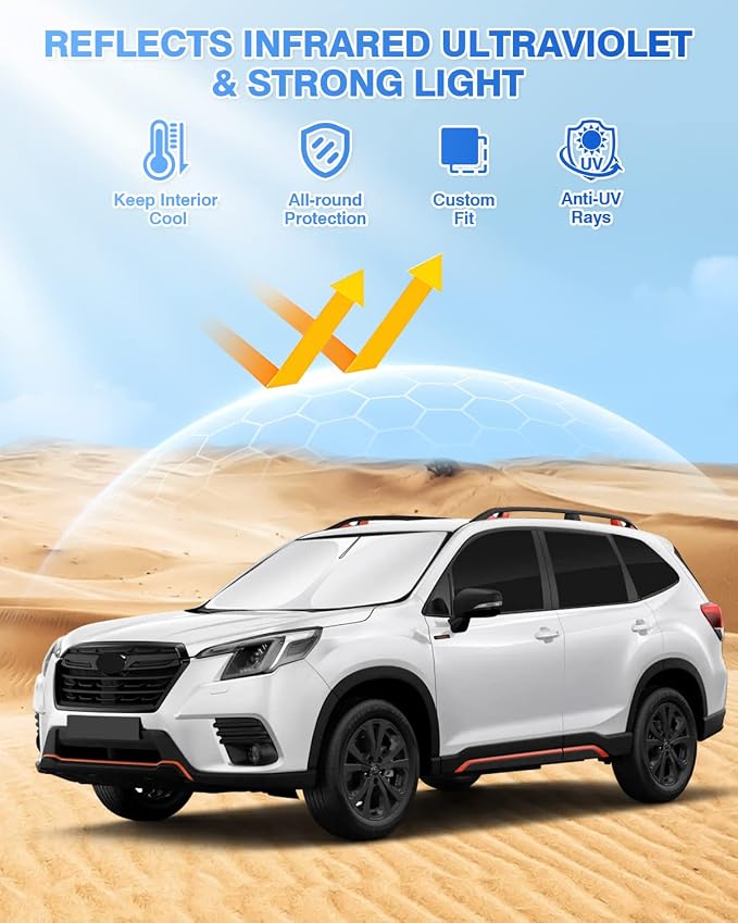 Canvcle Sunshades for 2019-2024 Subaru Forester Accessories Windshield Sun Shade Side Rear Window Shade Cover Sun Visor Shield Privacy Protection Keep Vehicle Cool Black 8PCS - Image 2