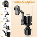 Phone Holders for Your Car, 2 in 1 Cup Holder Phone Mount with Expander | Secure Hold, Adjustable Base and Long Arm with 360°Rotation Car Phone Holder for 4-7‘’ iPhone, Samsung, and All Smartphones - Image 5