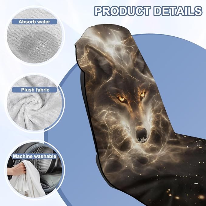Horeset Wolf Car Seat Towel Cover – Soft & Quick-Dry Front Seat Protector, Multi-Functional for SUV Trucks Cars Sedan Van, Auto Interior Accessories - Image 8