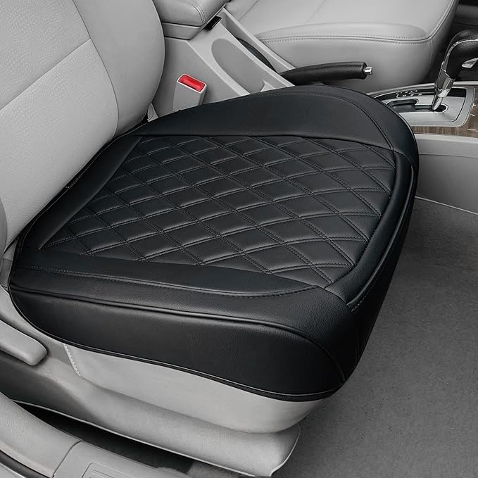 BEITK 1 Pack Leather Front Car Seat Bottom Cover Black | PU leather,Waterproof, Full Wrap, Non-slip, Universal Fit for Sedan Truck SUV, Easy to Install by BEITK