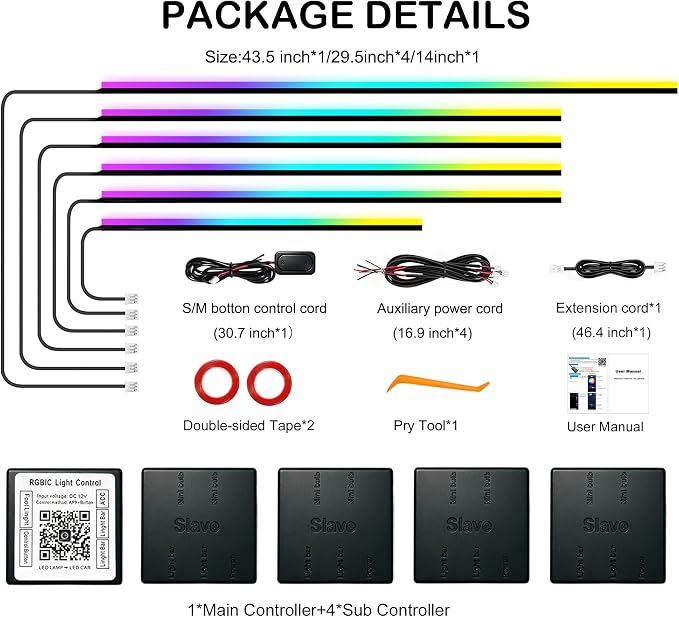 Interior Car LED Strip Light with Wireless APP, RGB 6 in 1 Acrylic LED Lights for Car with Dynamic Dreamcolor, Dual Zone Control Car Ambient Lighting Kits, Inside Neon Strip with Music Mode (6 in 1) - Image 6